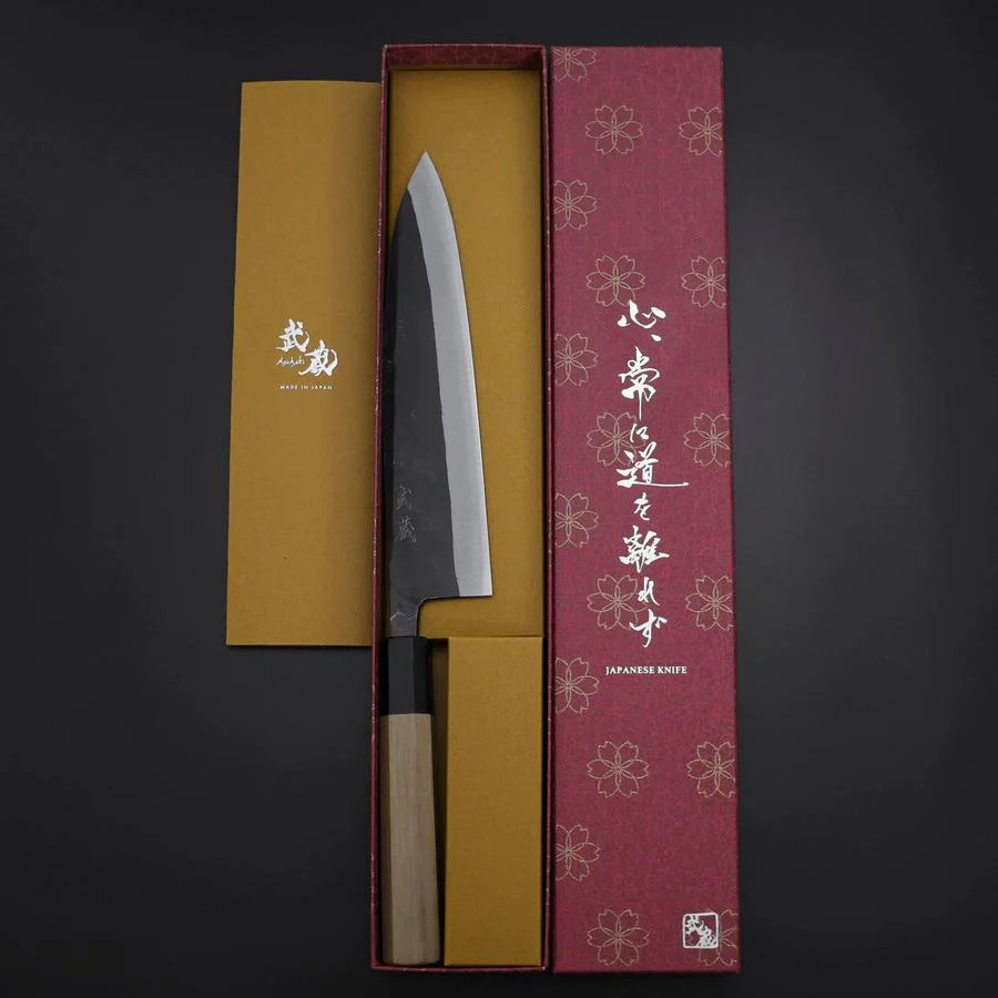 Gyuto Blue Steel #2 Kurouchi Büffelhorn und Magnolienholz Griff 210M - Image 6