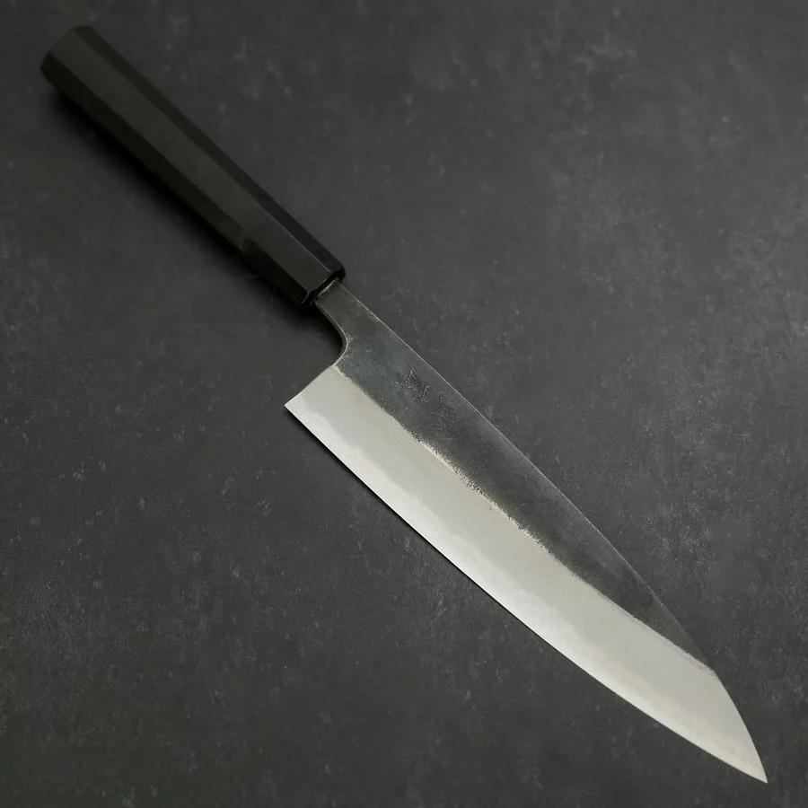 Gyuto Blue Steel #2 Kurouchi Büffelhorn und Ebenholz Griff 210mm
