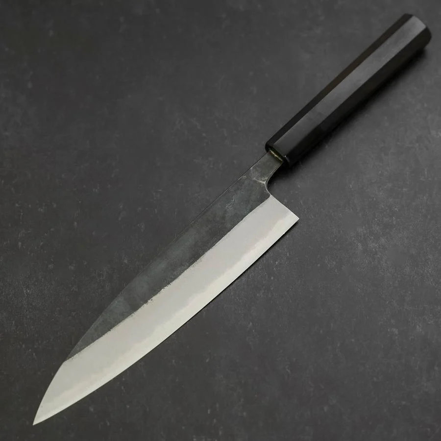 Gyuto Blue Steel #2 Kurouchi Büffelhorn und Ebenholz Griff 210mm - Image 2