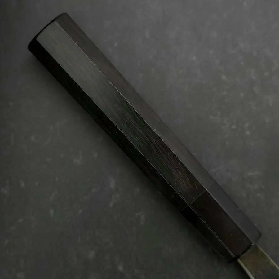 Gyuto Blue Steel #2 Kurouchi Büffelhorn und Ebenholz Griff 210mm - Image 6