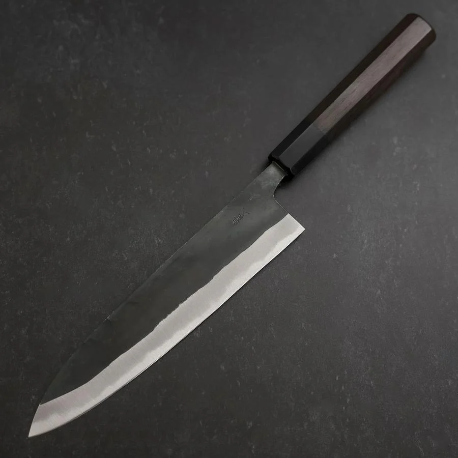 Gyuto Blue Steel #2 Kurouchi Büffelhorn und Ebenholz Griff 210mm - Image 2