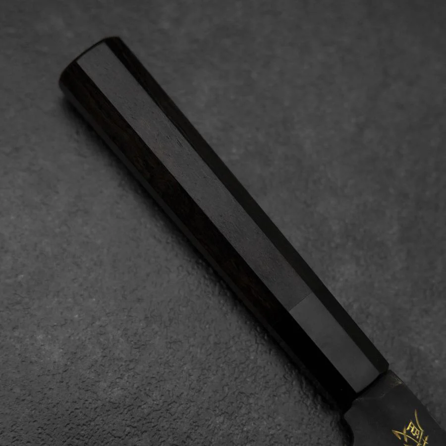 Gyuto Blue Steel #2 Kurouchi Chokin Kranich Büffelhorn und Ebenholz Griff 210mm - Image 6