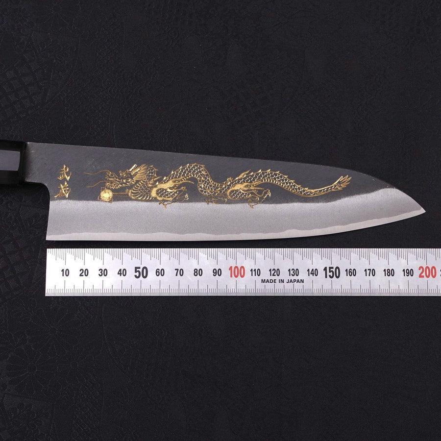 Gyuto Blue Steel #2 Kurouchi Chokin "Drache" Büffelhorn und Ebenholz Griff 210mm - Image 9