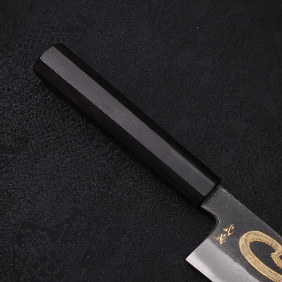 Gyuto Blue Steel #2 Kurouchi Chokin "Schlange In Sakura" Büffelhorn und Ebenholz 210mm - Image 8