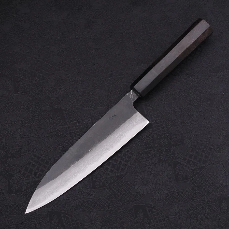 Gyuto Blue Steel #2 Kurouchi Damast Büffelhorn und Ebenholz Griff 180mm - Image 2