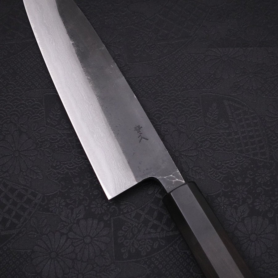 Gyuto Blue Steel #2 Kurouchi Damast Büffelhorn und Ebenholz Griff 180mm - Image 3