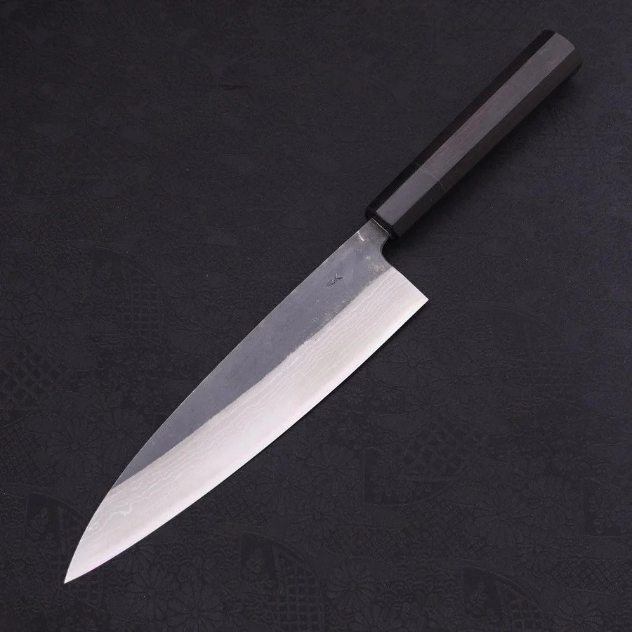 Gyuto Blue Steel #2 Kurouchi Damast Büffelhorn und Ebenholz Griff 210mm - Image 2