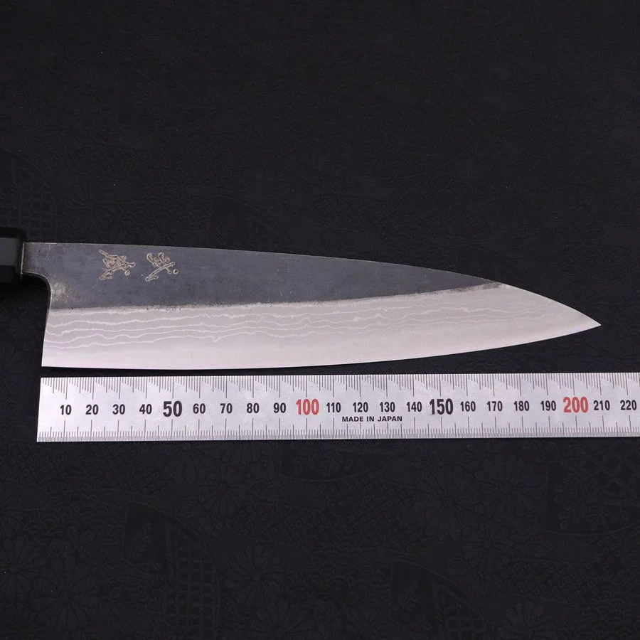 Gyuto Blue Steel #2 Kurouchi Damast Büffelhorn und Ebenholz Griff 210mm - Image 7