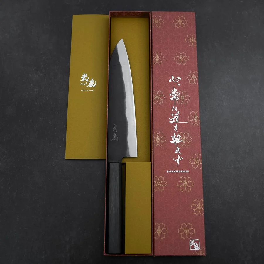 Gyuto Blue Steel #2 Kurouchi Dunkelblauer Urushi Griff 210mm - Image 8