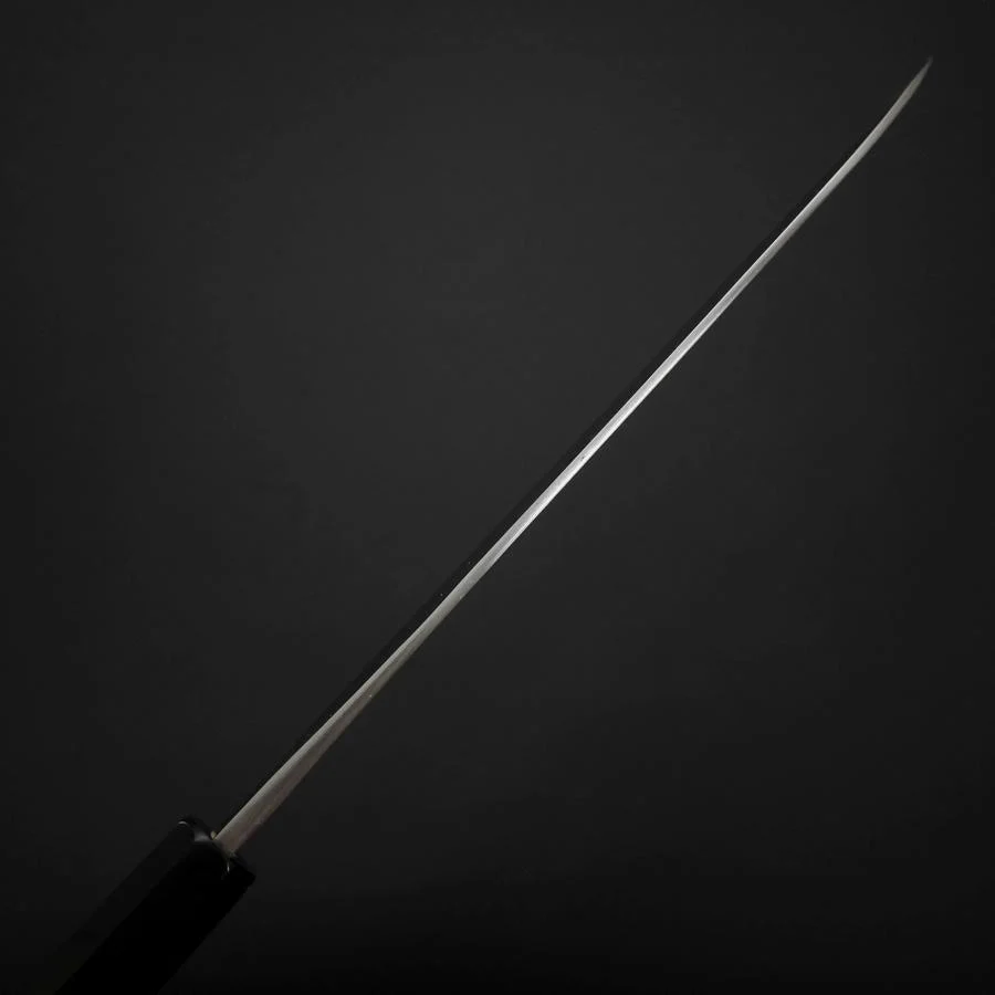 Gyuto Blue Steel #2 Kurouchi Edelstahlummantelung Chokin Sakura-Fuji Büffelhorn und Ebenholz Griff 210mm - Image 5