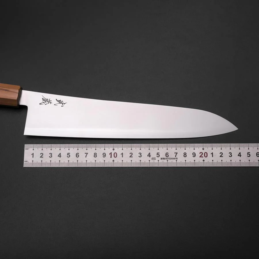 Gyuto Blue Steel #2 Poliert Olivenholz Griff 240mm - Image 7