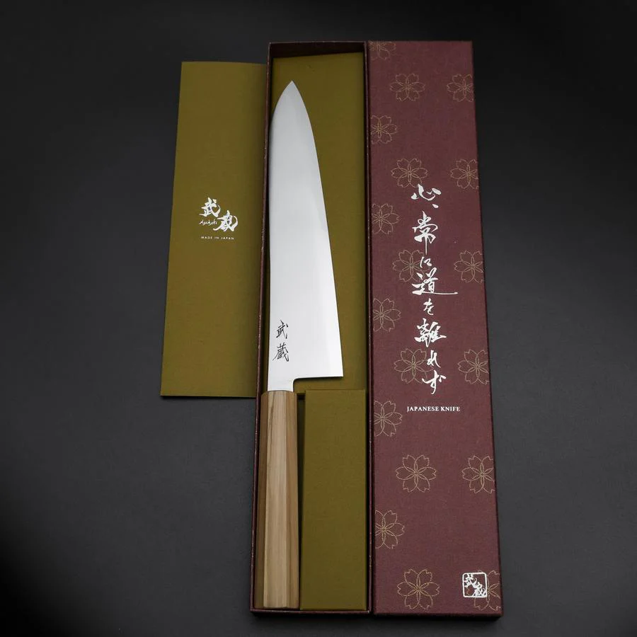 Gyuto Blue Steel #2 Poliert Olivenholz Griff 240mm - Image 8
