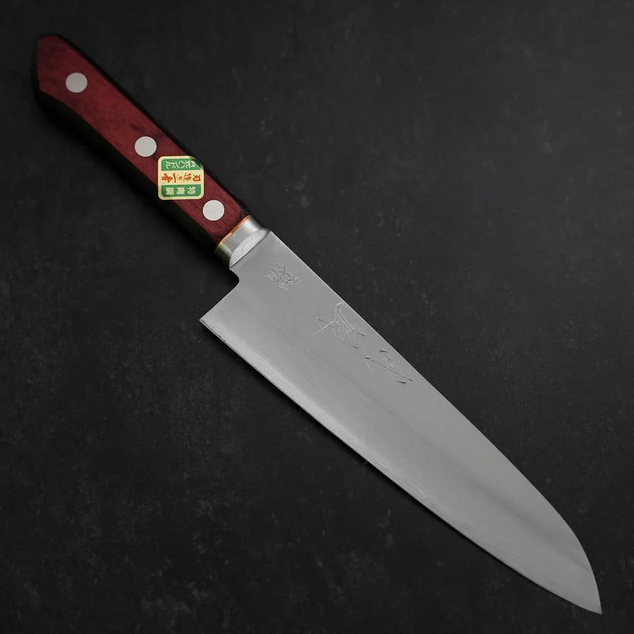 Gyuto Blue Super Edelstahlummantelung Poliert Schwarz-Roter Westlicher Griff 180mm