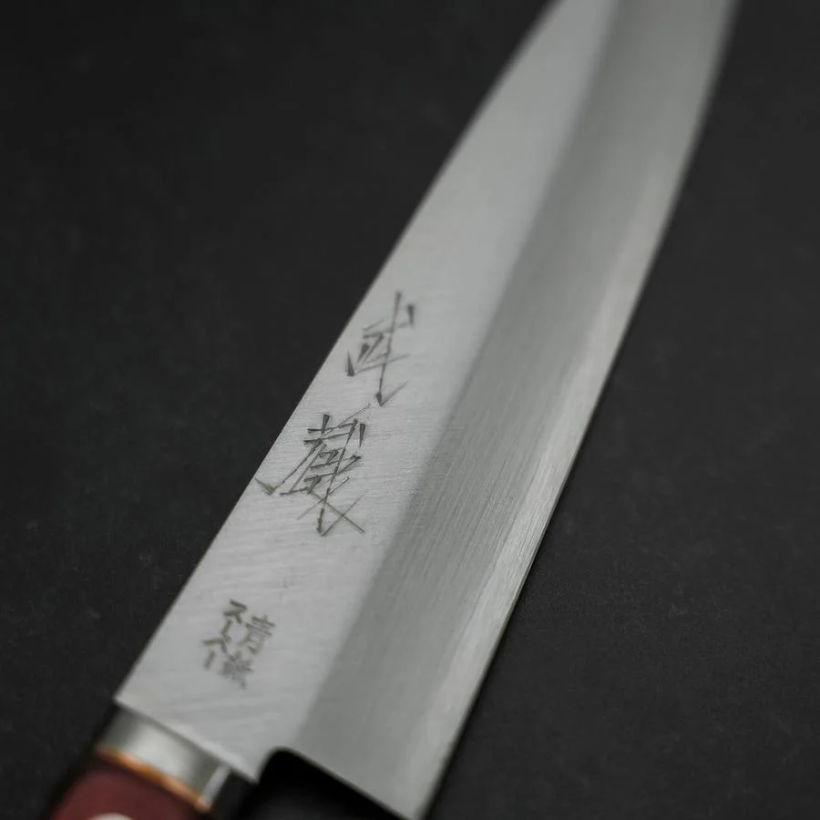 Gyuto Blue Super Edelstahlummantelung Poliert Schwarz-Roter Westlicher Griff 180mm - Image 3