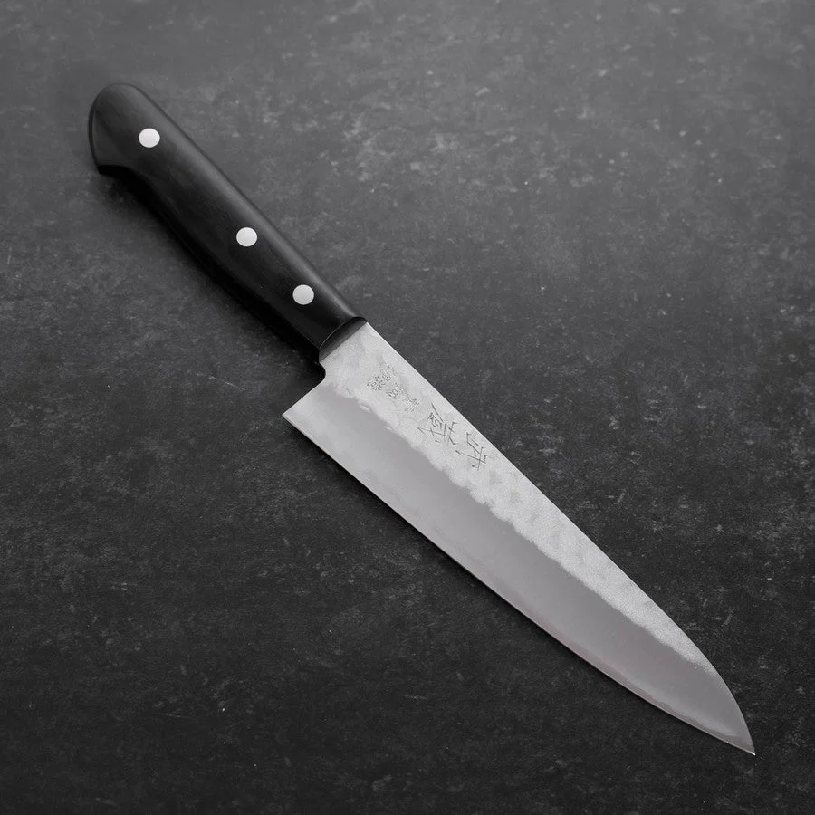 Gyuto Aogami Super Edelstahlummantelung Tsuchime Schwarzer Westlicher Griff 180mm