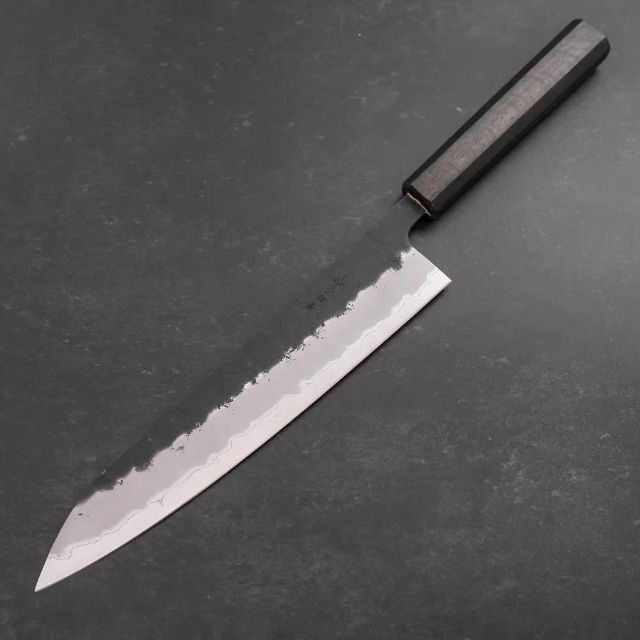Gyuto Aogami Super Edelstahlummantelung Kurouchi Nashiji Grüner Urushi Griff 240mm - Image 2