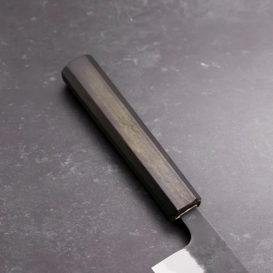 Gyuto Aogami Super Edelstahlummantelung Kurouchi Nashiji Grüner Urushi Griff 240mm - Image 6