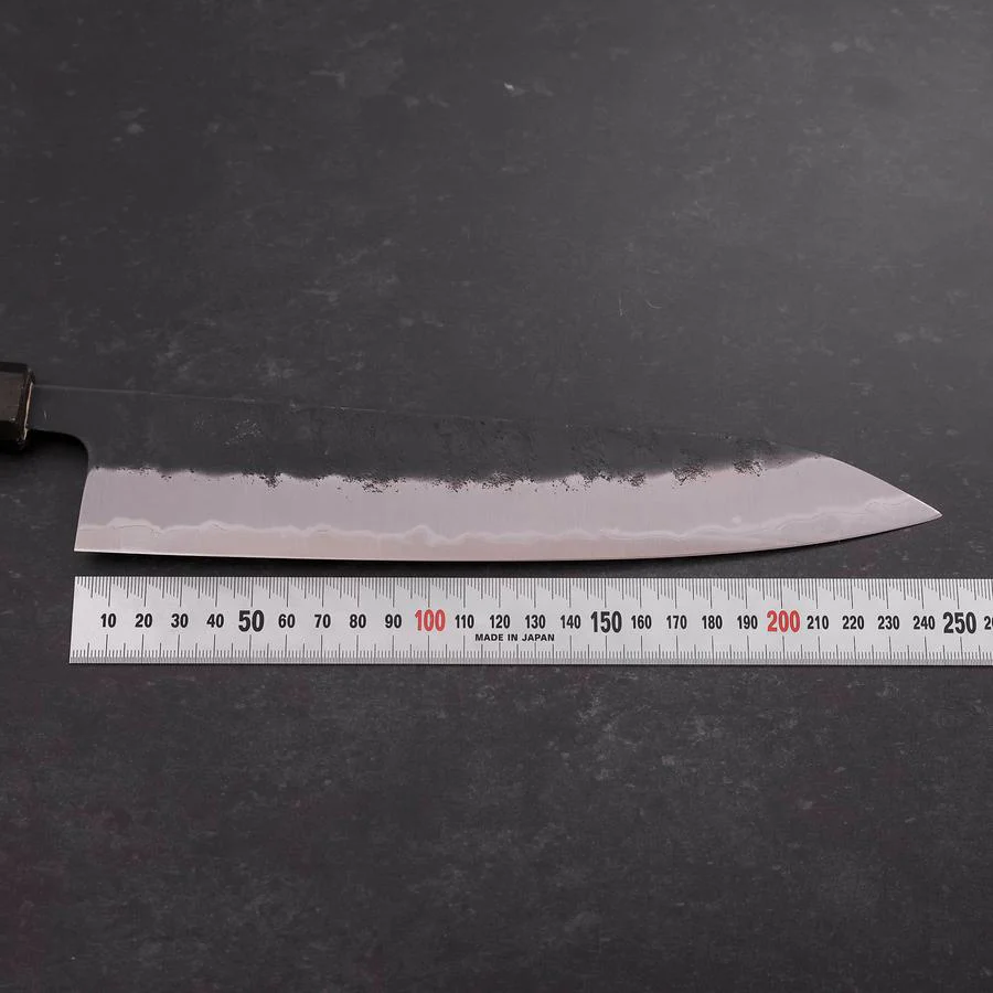 Gyuto Aogami Super Edelstahlummantelung Kurouchi Nashiji Grüner Urushi Griff 240mm - Image 7