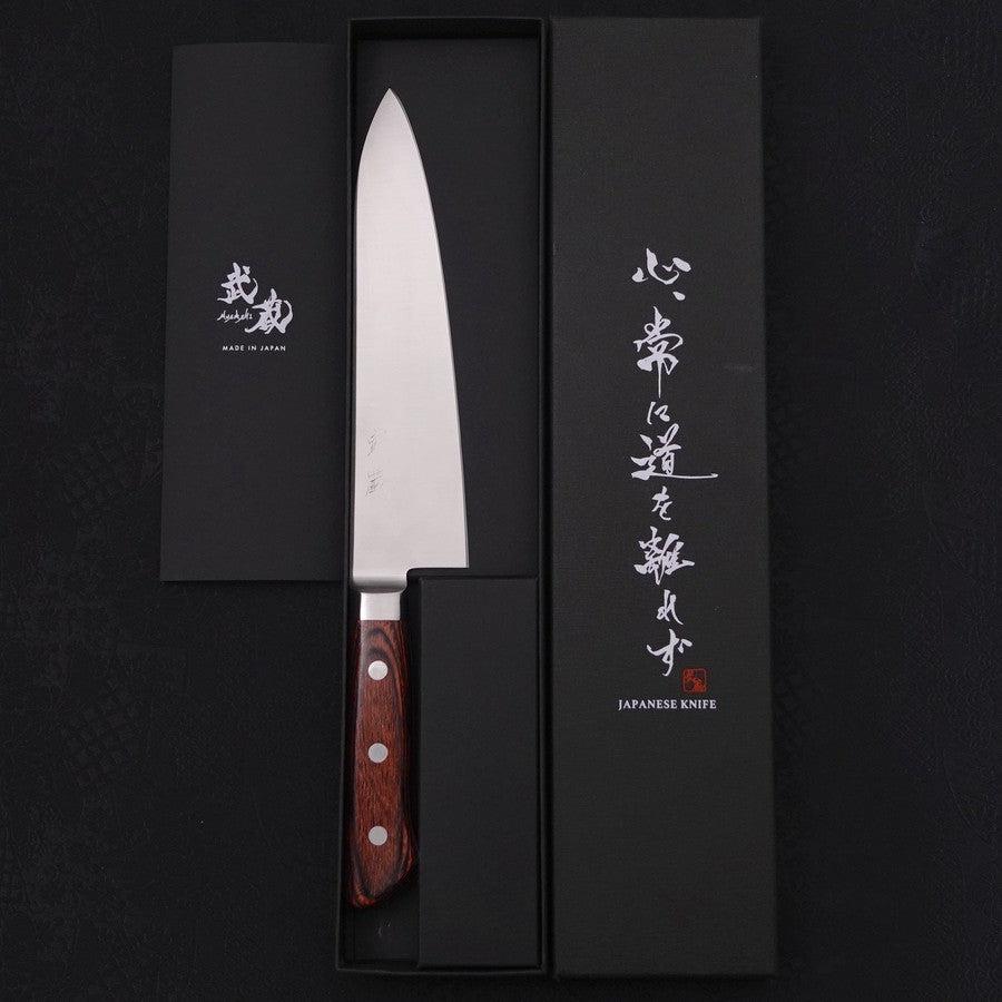 Gyuto AUS-8 Poliert Westlicher Mahagoni Griff 180mm - Image 8
