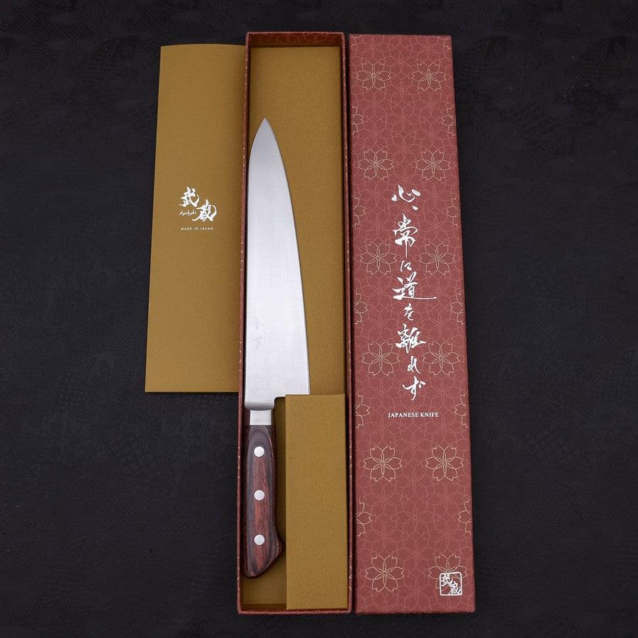 Gyuto AUS-8 Poliert Westlicher Mahagoniholz Griff 210mm - Image 8