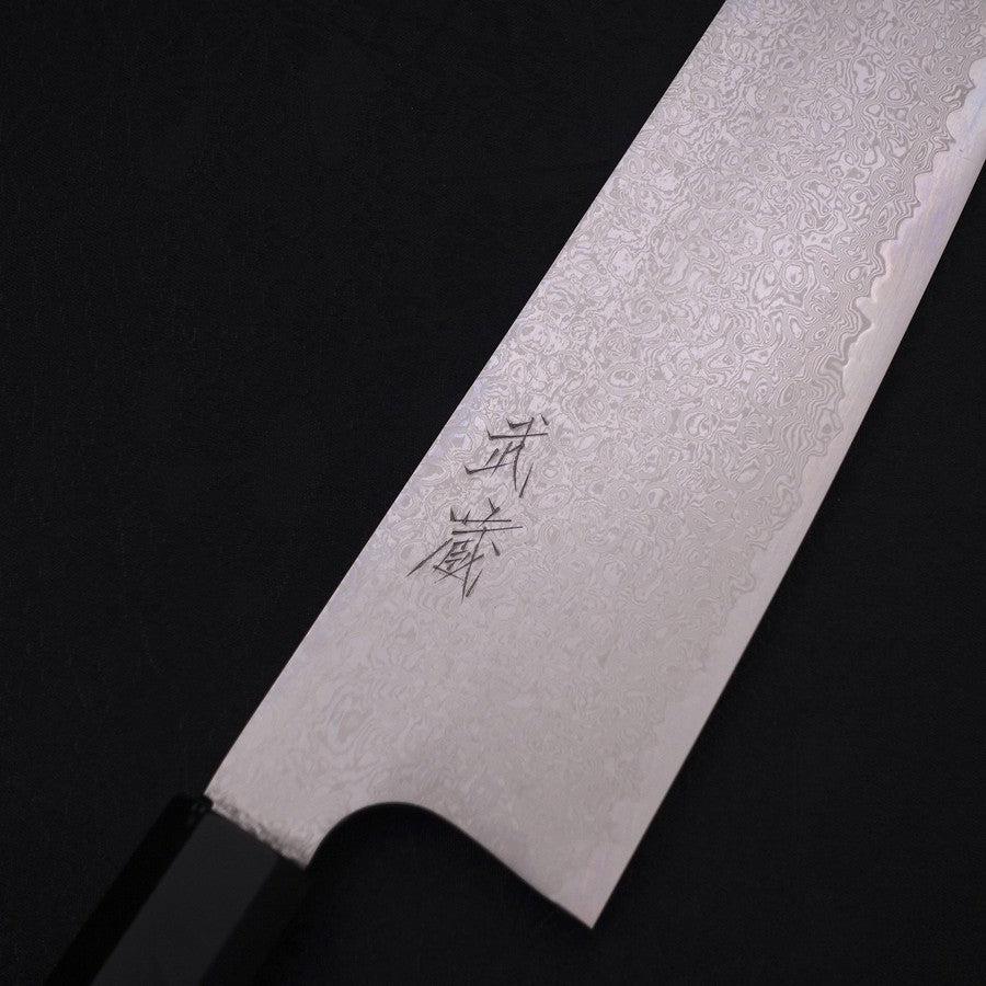 Gyuto Silver Steel #3 Damast Büffelhorn und Ebenholz Griff 240mm - Image 3