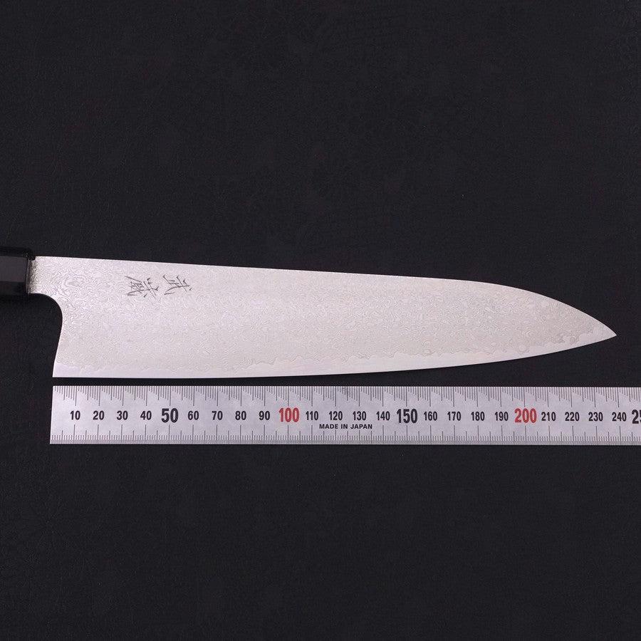 Gyuto Silver Steel #3 Damast Büffelhorn und Ebenholz Griff 240mm - Image 7
