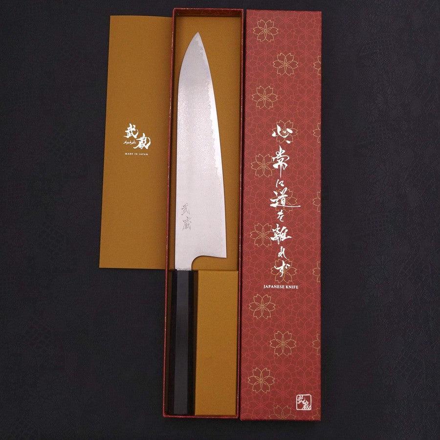 Gyuto Silver Steel #3 Damast Büffelhorn und Ebenholz Griff 240mm - Image 8