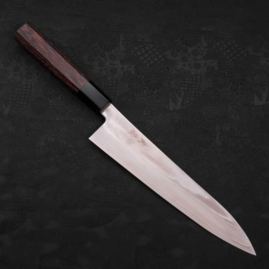 Gyuto Silver Steel #3 Damast Büffelhorn und Wenge Griff 210mm