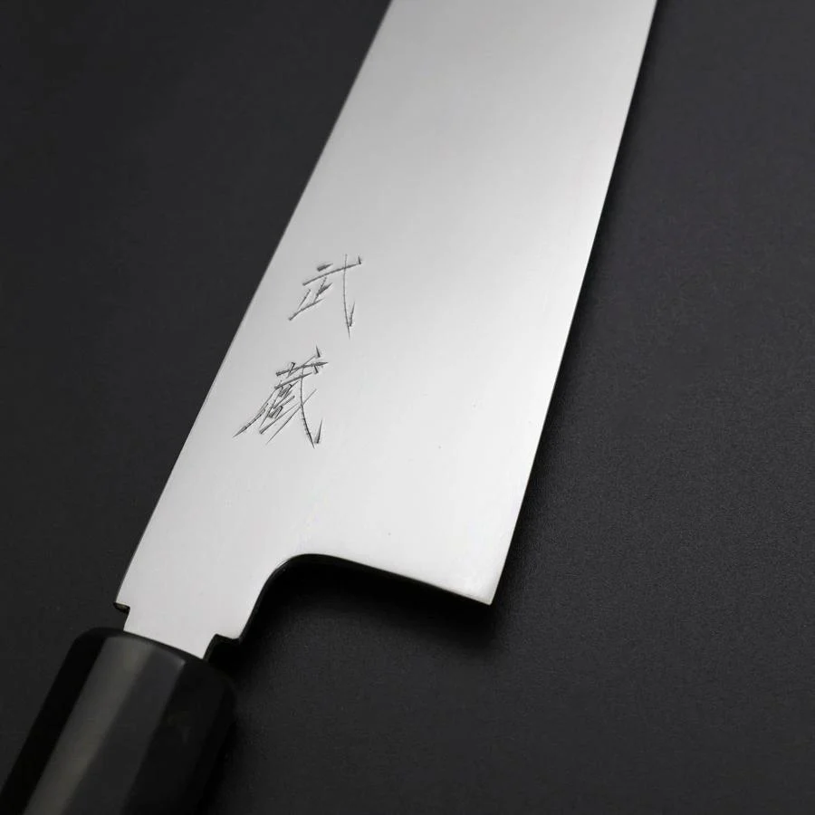 Gyuto Silver Steel #3 Kagami Honyaki Büffelhorn und Ebenholz Griff 210mm - Image 3
