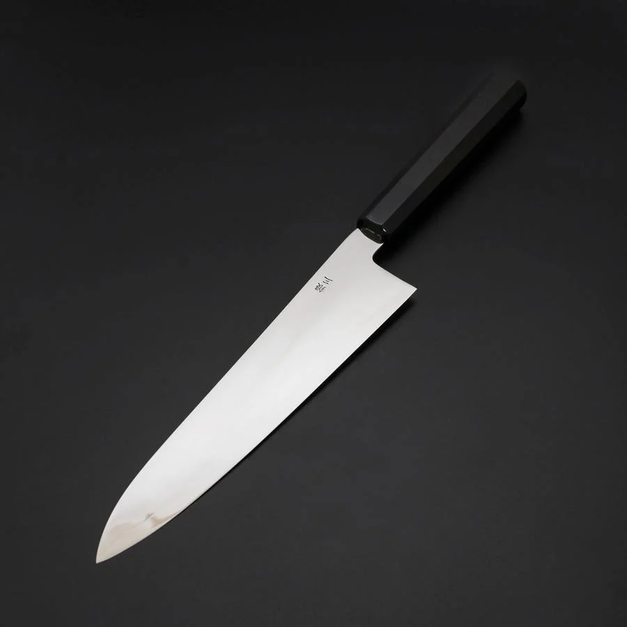 Gyuto Silver Steel #3 Kagami Honyaki Büffelhorn und Ebenholz Griff 240mm - Image 2