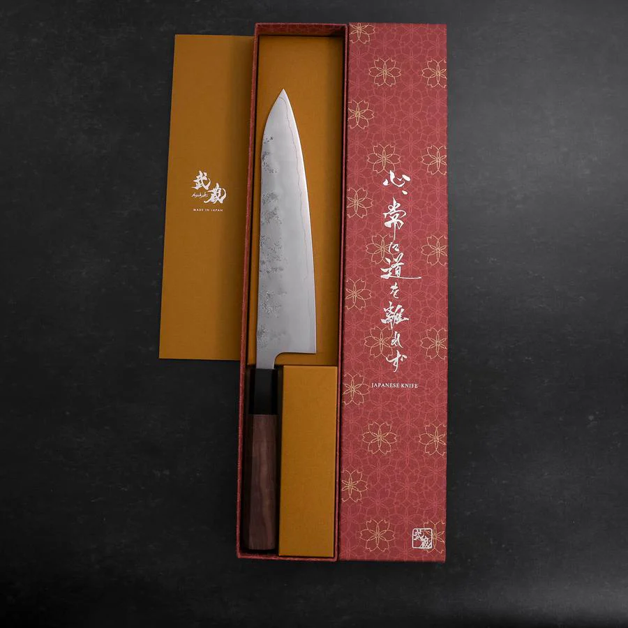 Gyuto Silver Steel #3 Nashiji Büffelhorn und Walnussholz Griff 210mm - Image 8