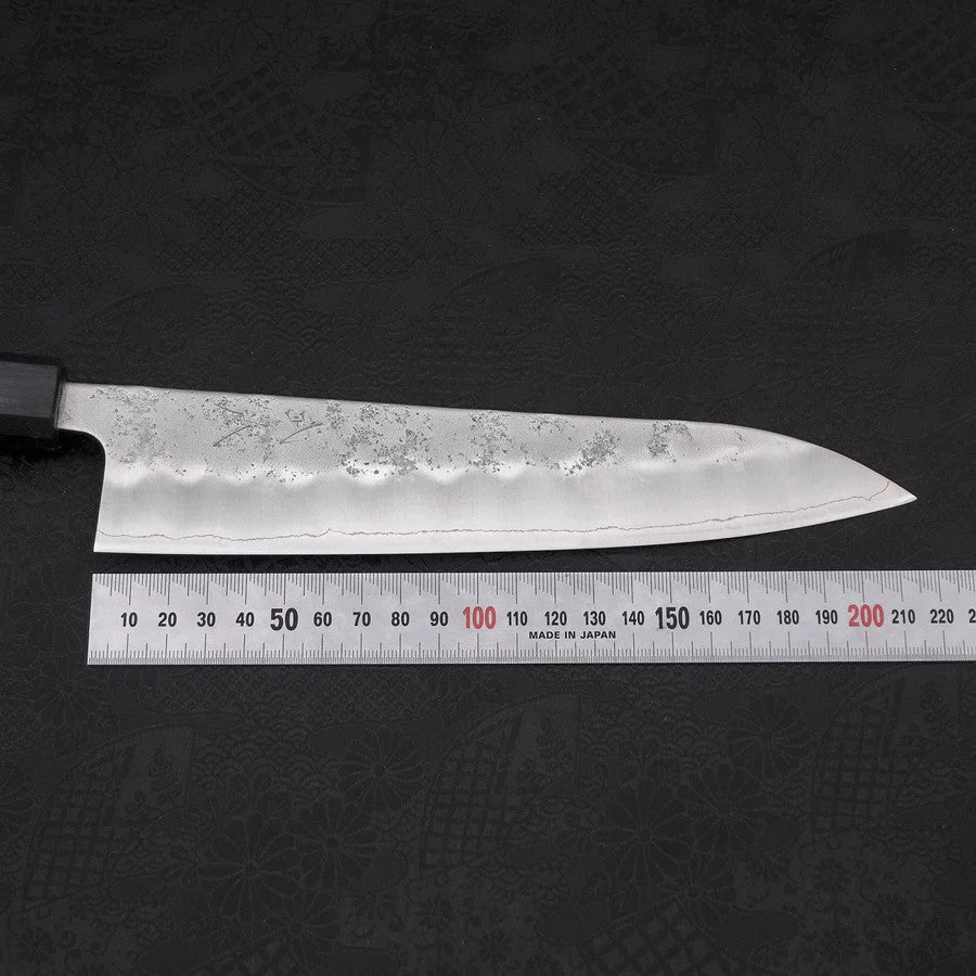 Gyuto Silver Steel #3 Nashiji Dunkelblauer Urushi Griff 210mm - Image 7