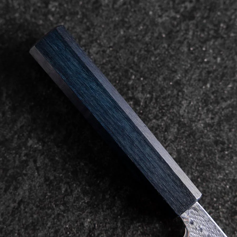 Gyuto Silver Steel #3 Nawame Damast Blauer Urushi Griff 210mm - Image 6