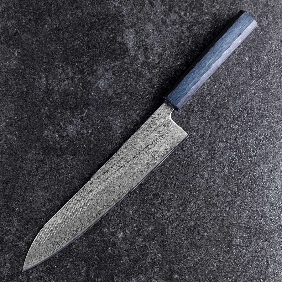 Gyuto Silver Steel #3 Nawame Damast Dunkelblauer Urushi Griff 240mm - Image 2