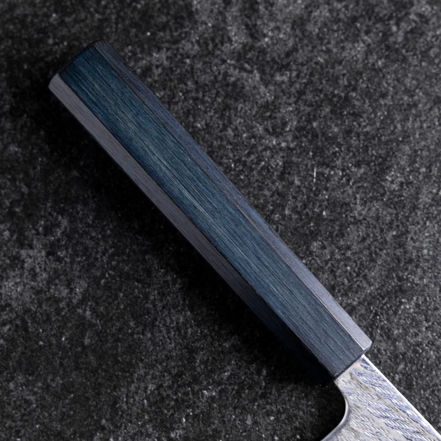 Gyuto Silver Steel #3 Nawame Damast Dunkelblauer Urushi Griff 240mm - Image 6