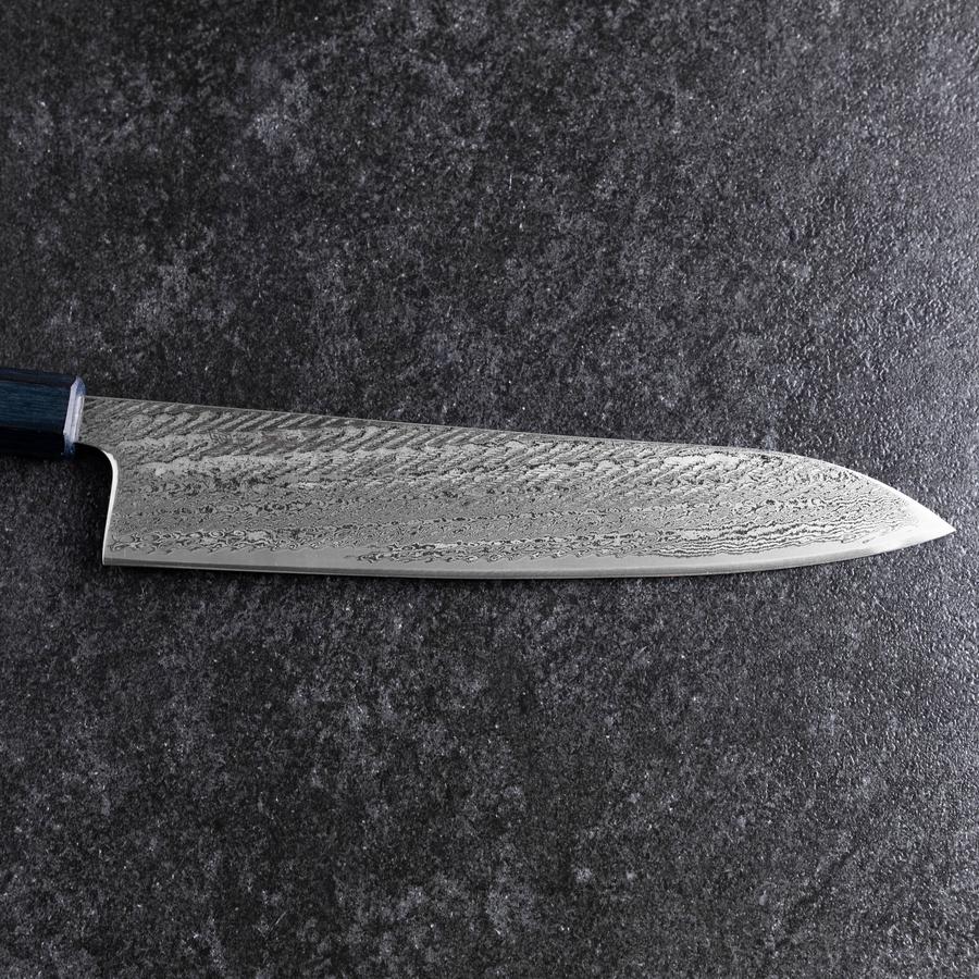 Gyuto Silver Steel #3 Nawame Damast Dunkelblauer Urushi Griff 240mm - Image 7