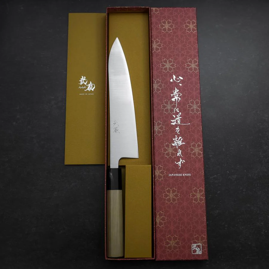 Gyuto Silver Steel #3 Poliert Büffelhorn und Magnolienholz Griff 210mm - Image 8