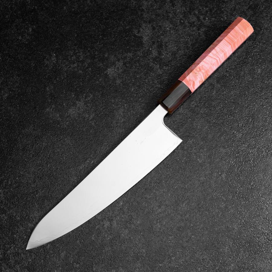 Gyuto SLD Kagami Dunkelrosa Büffelhorn und Ahornholz Griff 210mm - Image 2