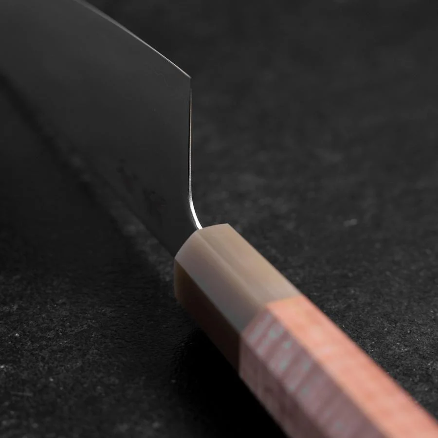 Gyuto SLD Kagami Hell-Rosa Büffelhorn und Ahornholz Griff 210mm - Image 4
