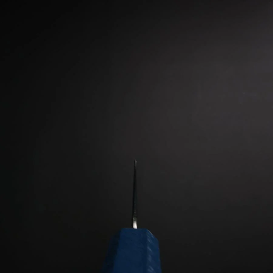 Gyuto SLD Wellen Nickel Damast Blauer Urushi Griff 180mm - Image 4