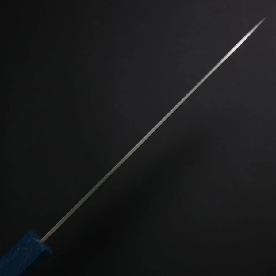 Gyuto SLD Wellen Nickel Damast Blauer Urushi Griff 180mm - Image 5