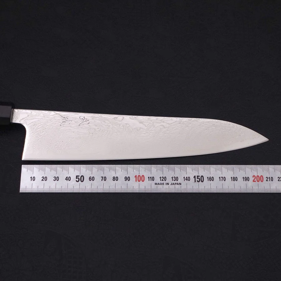 Gyuto SLD Wellen-Nickel Damast Büffelhorn und Ebenholz Griff 210mm - Image 7