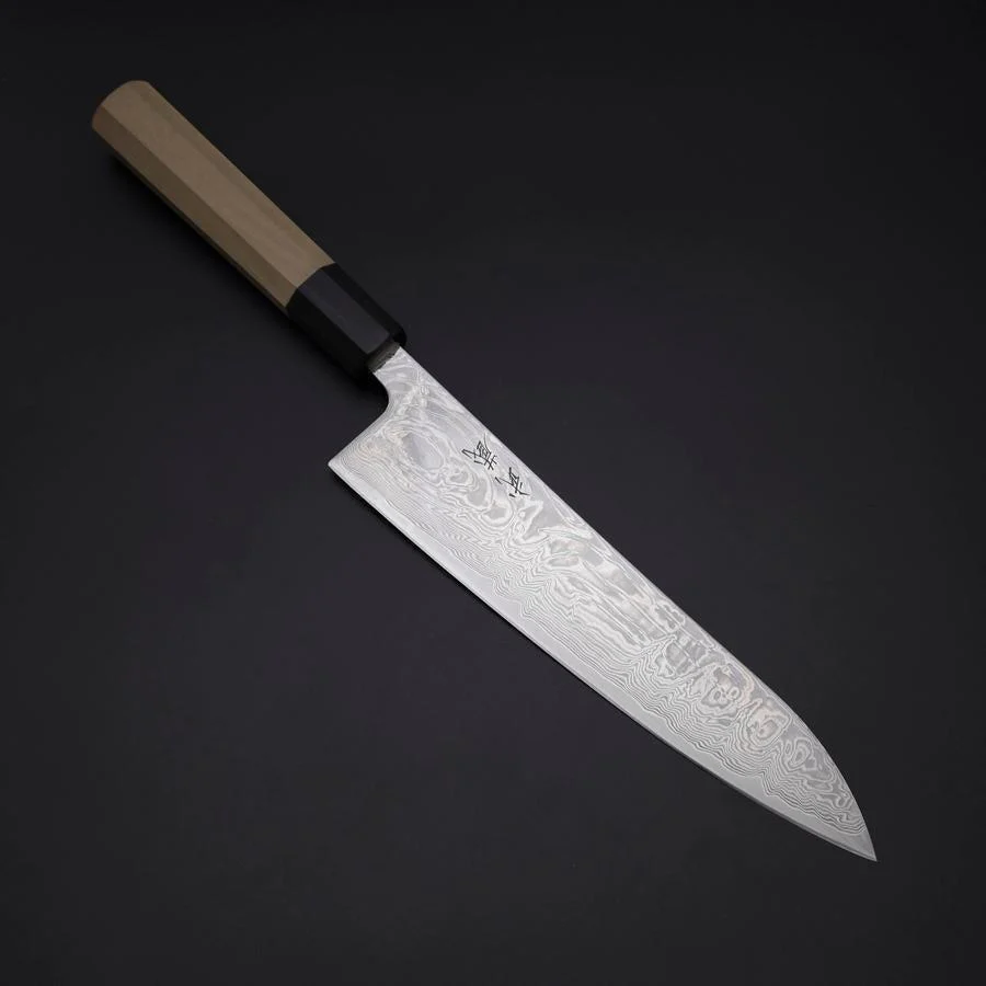 Gyuto SLD Wellen Nickel Damast Büffelhorn und Magnolienholz Griff 210mm