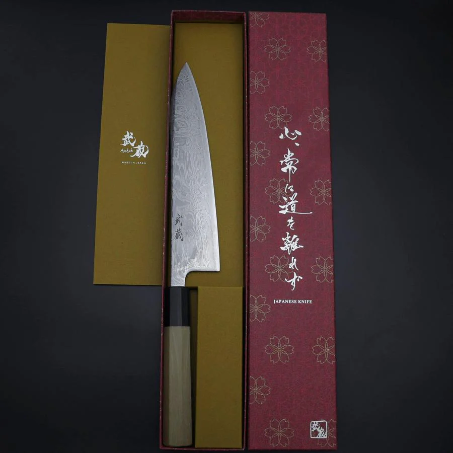 Gyuto SLD Wellen Nickel Damast Büffelhorn und Magnolienholz Griff 210mm - Image 8