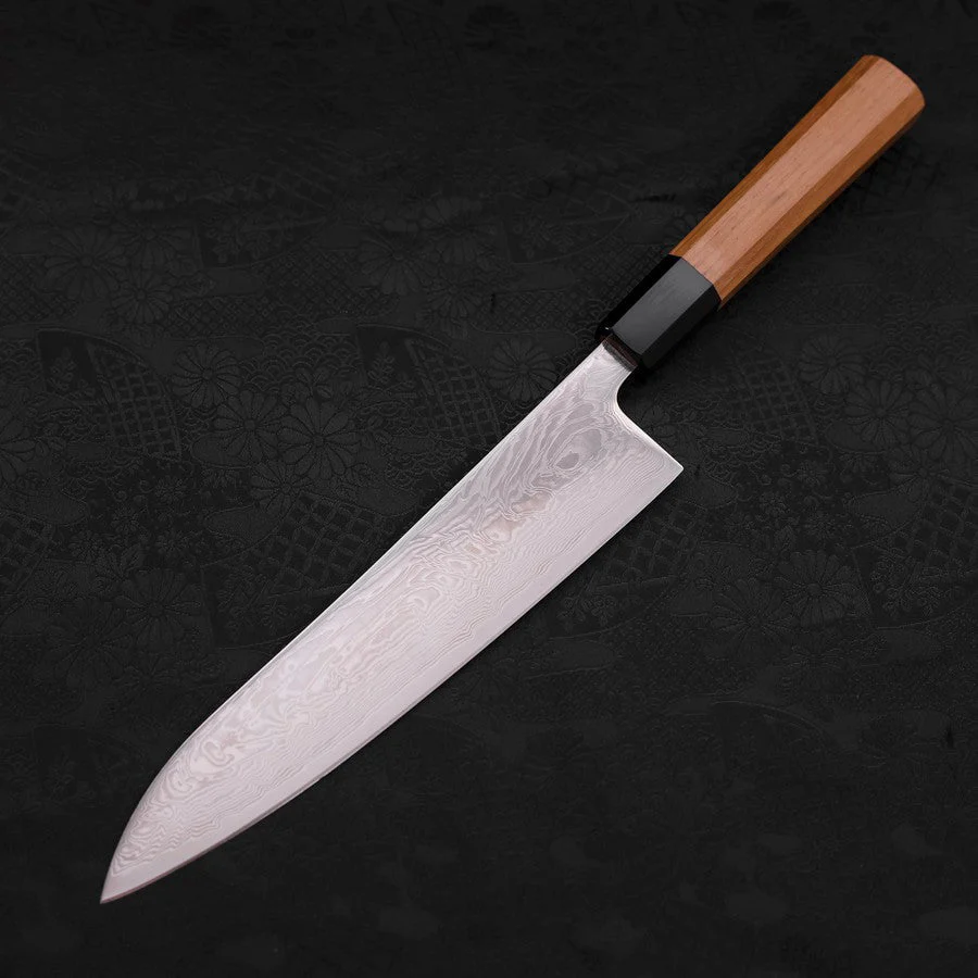 Gyuto SLD Wellen-Nickel Damast Büffelhorn und Teakholz Griff 210mm - Image 2