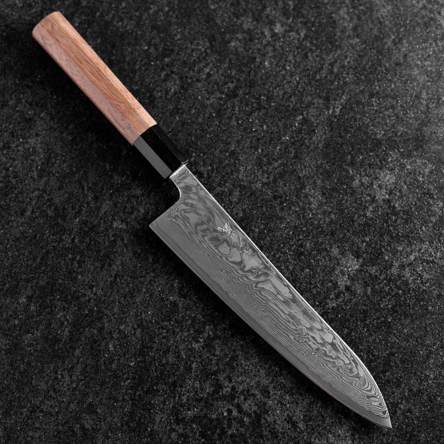 Gyuto SLD Wave Nickel Damast Büffelhorn und Walnussholz Griff 210mm