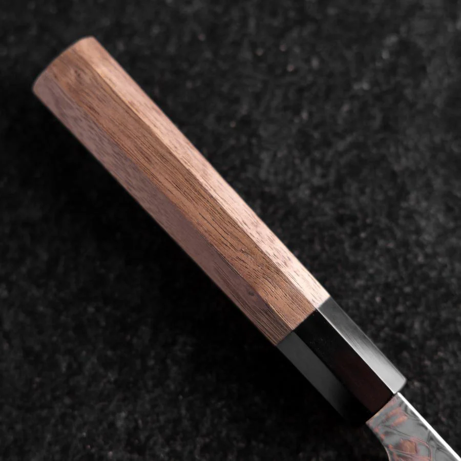 Gyuto SLD Wave Nickel Damast Büffelhorn und Walnussholz Griff 210mm - Image 6