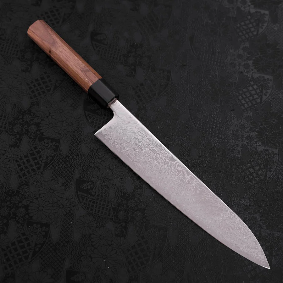 Gyuto SLD Wellen-Nickel Damast Walnussholz Griff 240mm