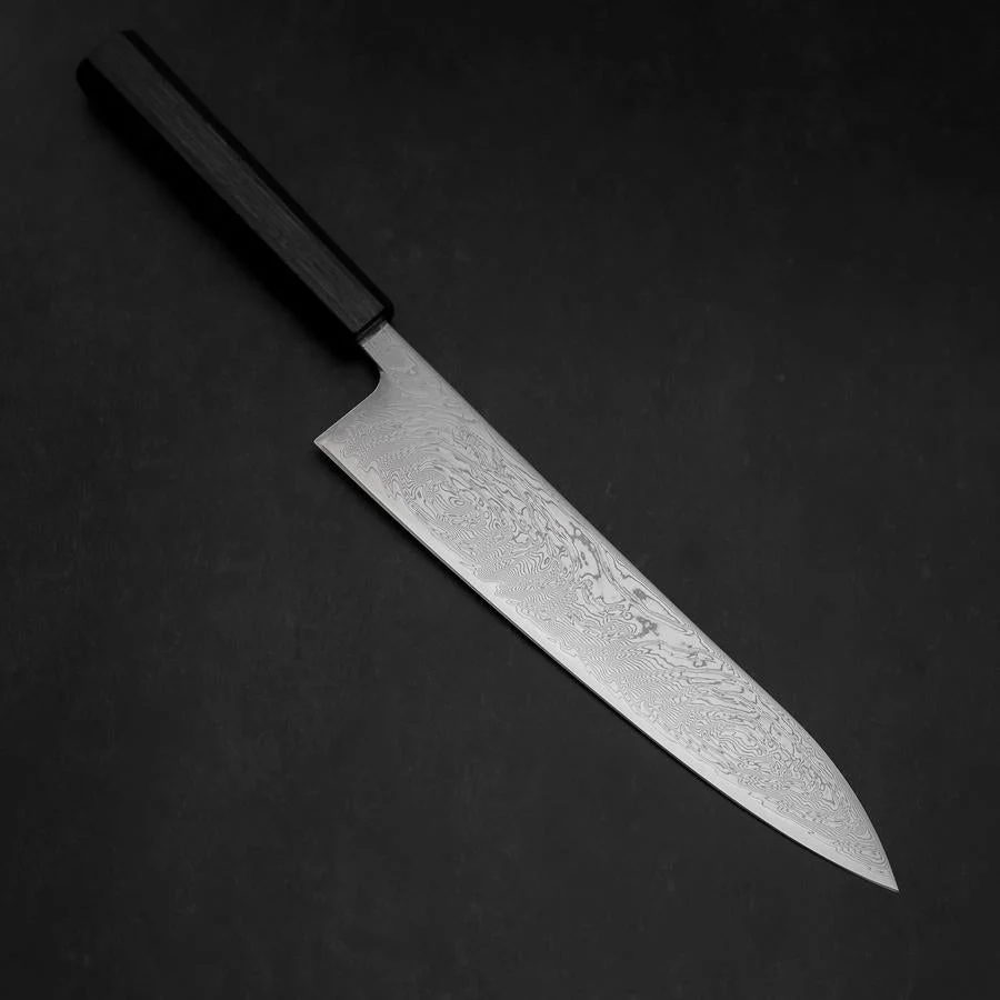 Gyuto SLD Wellen Nickel Damast Dunkelblauer Urushi Griff 240mm