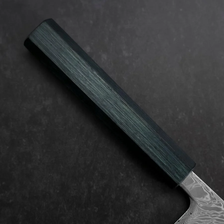 Gyuto SLD Wellen Nickel Damast Dunkelblauer Urushi Griff 240mm - Image 6